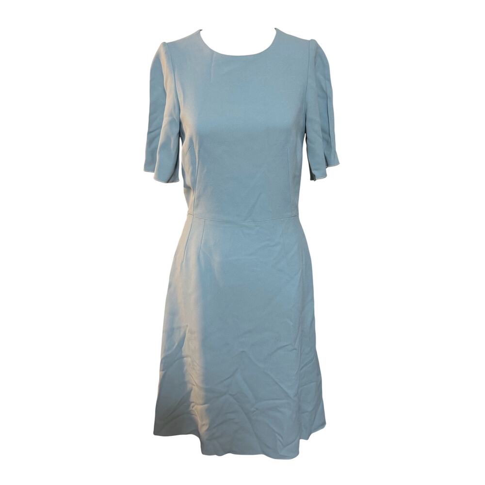 Dolce & Gabbana Mini Dress Light Blue Crepe Texture Short Sleeve size 44 IT 4 US - Picture 4 of 9